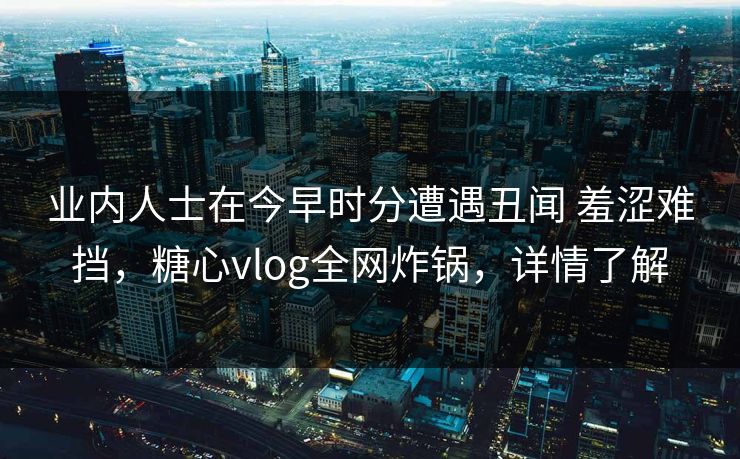 业内人士在今早时分遭遇丑闻 羞涩难挡，糖心vlog全网炸锅，详情了解