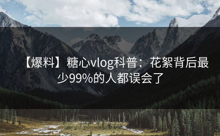 【爆料】糖心vlog科普：花絮背后最少99%的人都误会了
