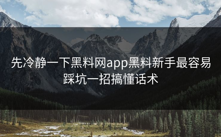 先冷静一下黑料网app黑料新手最容易踩坑一招搞懂话术
