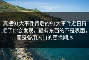 真把91大事件背后的91大事件近日捋顺了你会发现，最有东西的不是表面，而是备用入口的更换顺序