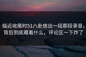 临近收尾时51八卦放出一段那段录音，背后到底藏着什么，评论区一下炸了