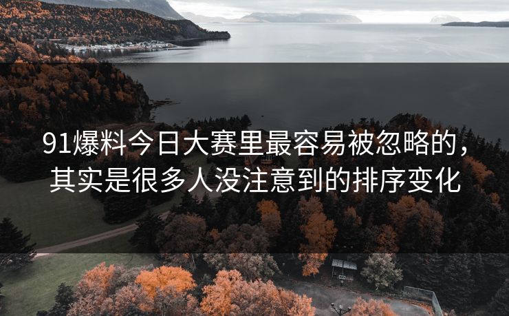 91爆料今日大赛里最容易被忽略的，其实是很多人没注意到的排序变化