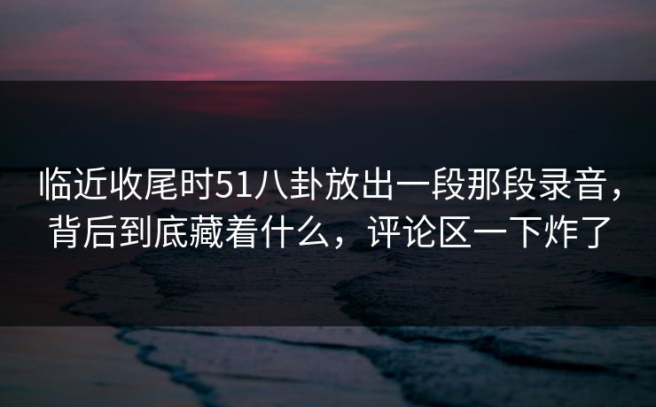 临近收尾时51八卦放出一段那段录音，背后到底藏着什么，评论区一下炸了