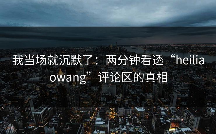 我当场就沉默了：两分钟看透“heiliaowang”评论区的真相